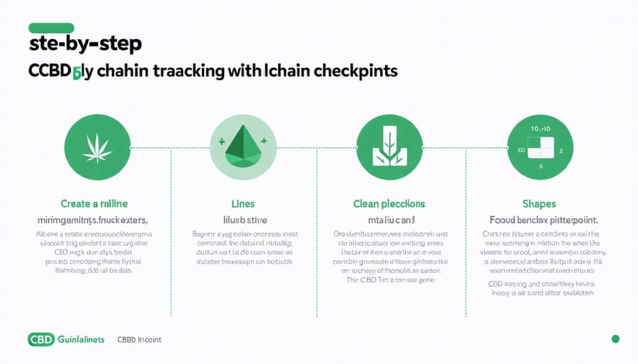 Visual diagram of CBD supply chain stages with blockchain verification points